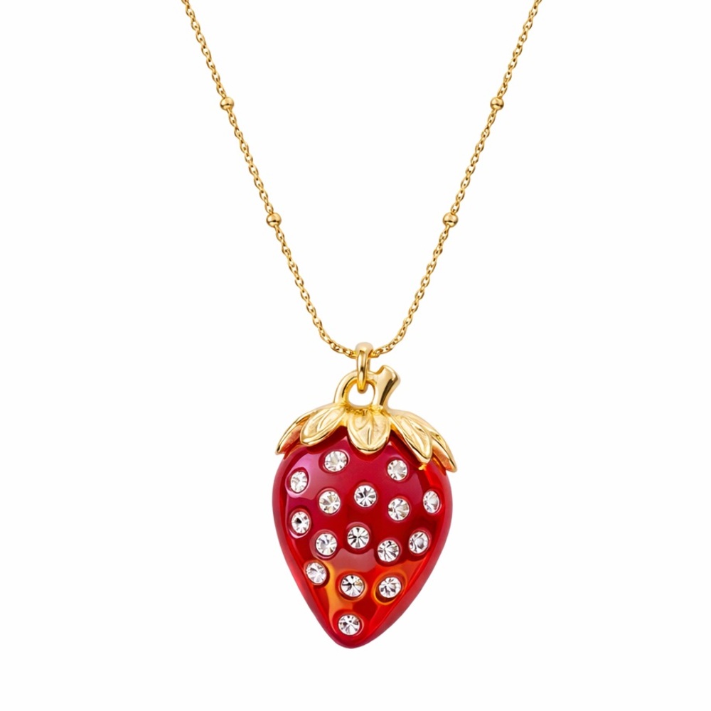Red Strawberry Pendant Necklace